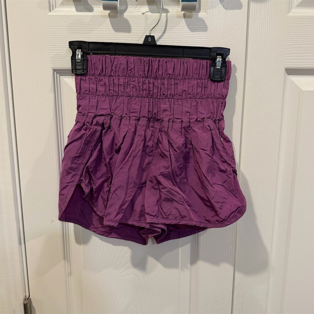 FP Movement The Way Home Shorts Womens Size XS Purple Smocked Waist Running